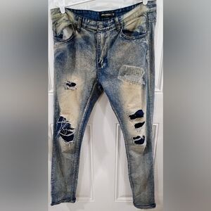 Men's Distressed Blue Washed Slim Jeans